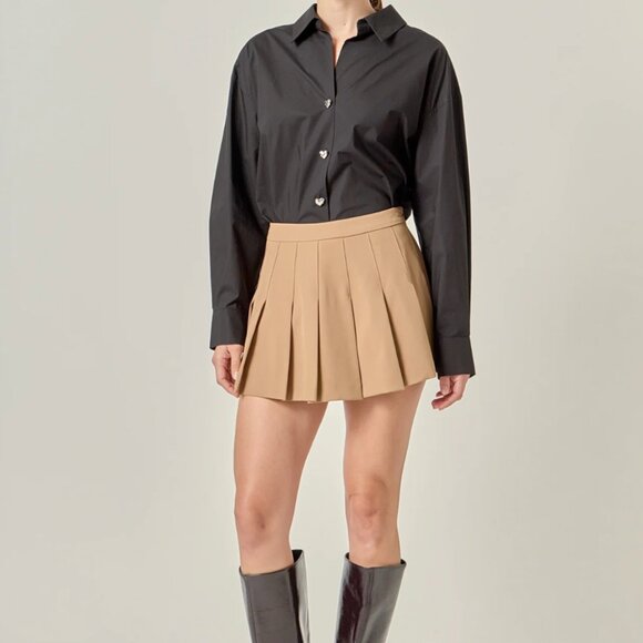 Title: English Factory Oversize Collared Shirt Black Medium Heart Buttons NWT - Picture 3 of 8